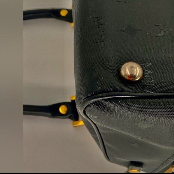 EUC MCM Black Visetos Nylon & Leather Boston Style Satchel Bag - Picture 15 of 15